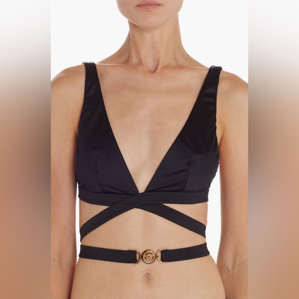 New Authentic Versace Medusa Strappy Wrap Bikini Top